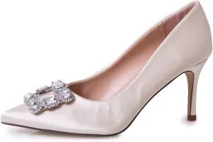 Carolyn Yellow Jewel Embellished Vamp Pointy Toe Pump