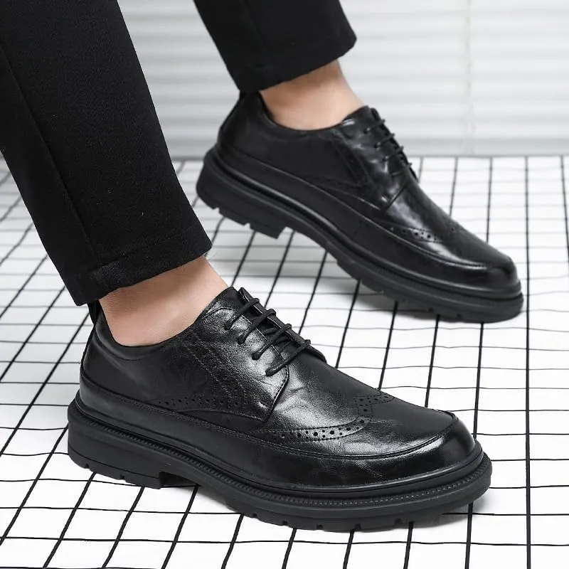 Casual Business Oxford Dress Shoes for Men Classic Round Toe Lug Sole Fashion Business Casual Formal Work Shoes