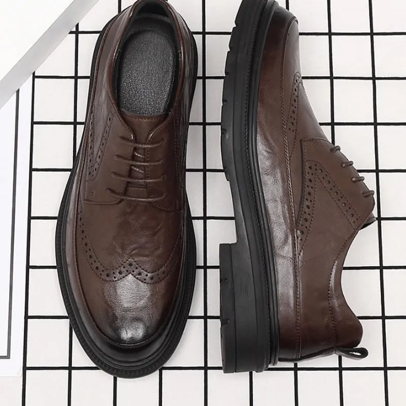 Casual Business Oxford Dress Shoes for Men Classic Round Toe Lug Sole Fashion Business Casual Formal Work Shoes