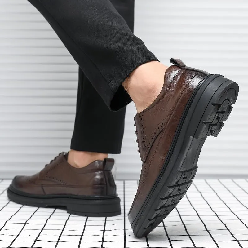 Casual Business Oxford Dress Shoes for Men Classic Round Toe Lug Sole Fashion Business Casual Formal Work Shoes