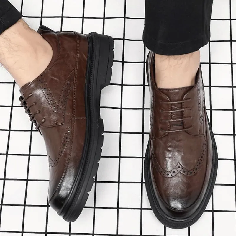 Casual Business Oxford Dress Shoes for Men Classic Round Toe Lug Sole Fashion Business Casual Formal Work Shoes