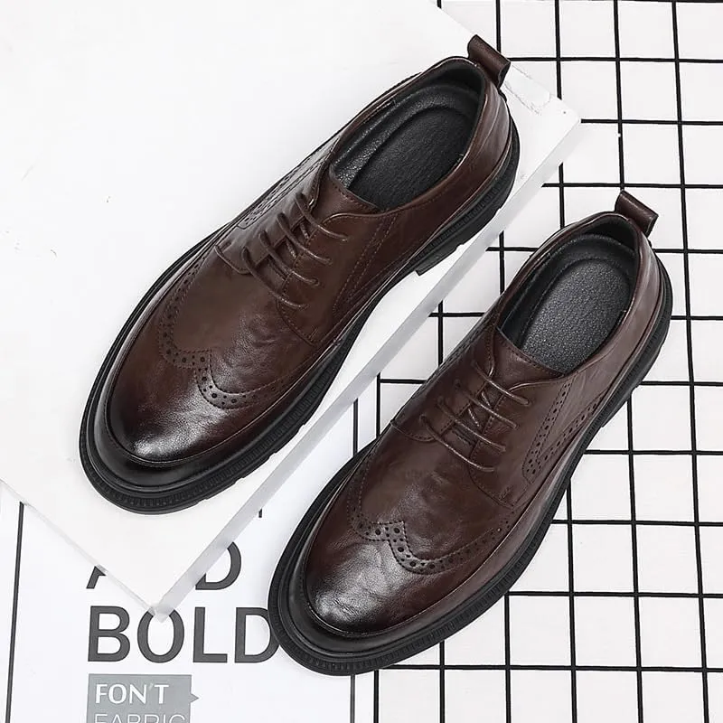 Casual Business Oxford Dress Shoes for Men Classic Round Toe Lug Sole Fashion Business Casual Formal Work Shoes