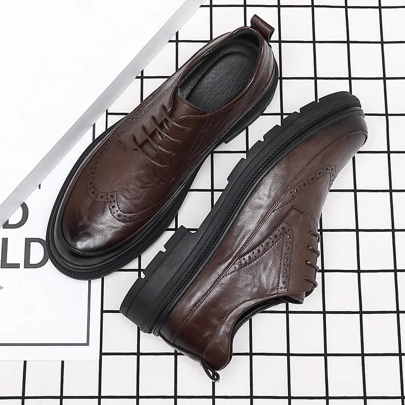 Casual Business Oxford Dress Shoes for Men Classic Round Toe Lug Sole Fashion Business Casual Formal Work Shoes