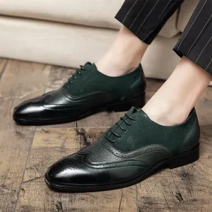 Casual Business Walking Shoes for Men Men Wingtip Detail Lace Up Oxford Shoes Vintage Dress Shoes Anti-Slip Slip Resistant Block Heel Rubber Sole Low Top
