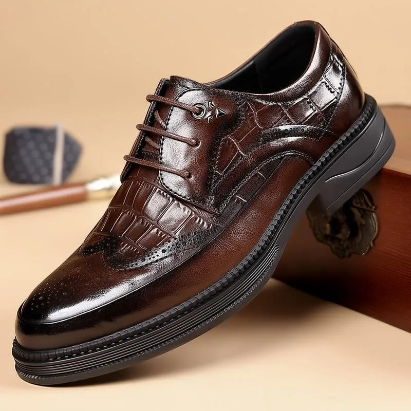 Casual Men's Dress Shoes Breathable Leather Modern Leather Shoes for Men Wingtip Formal Brogue Oxfords