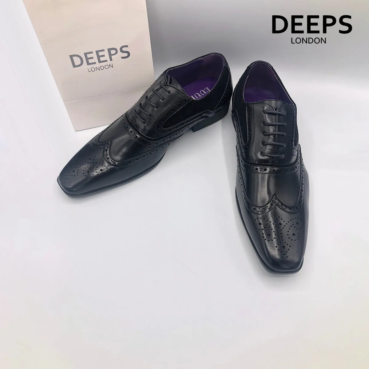 CELESTE MEN'S PATTERNED BROGUE SHOES BLACK