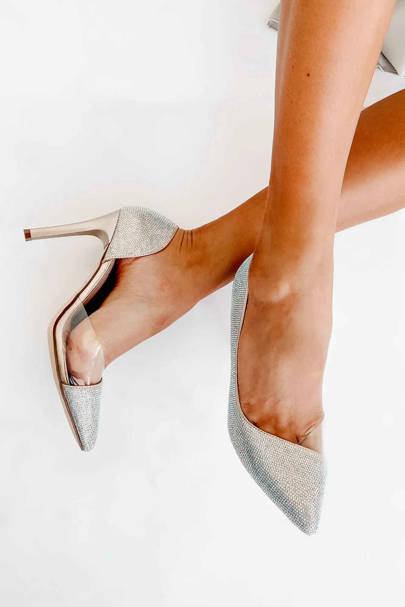 Champagne & Caviar Rhinestone Pumps (Nude)