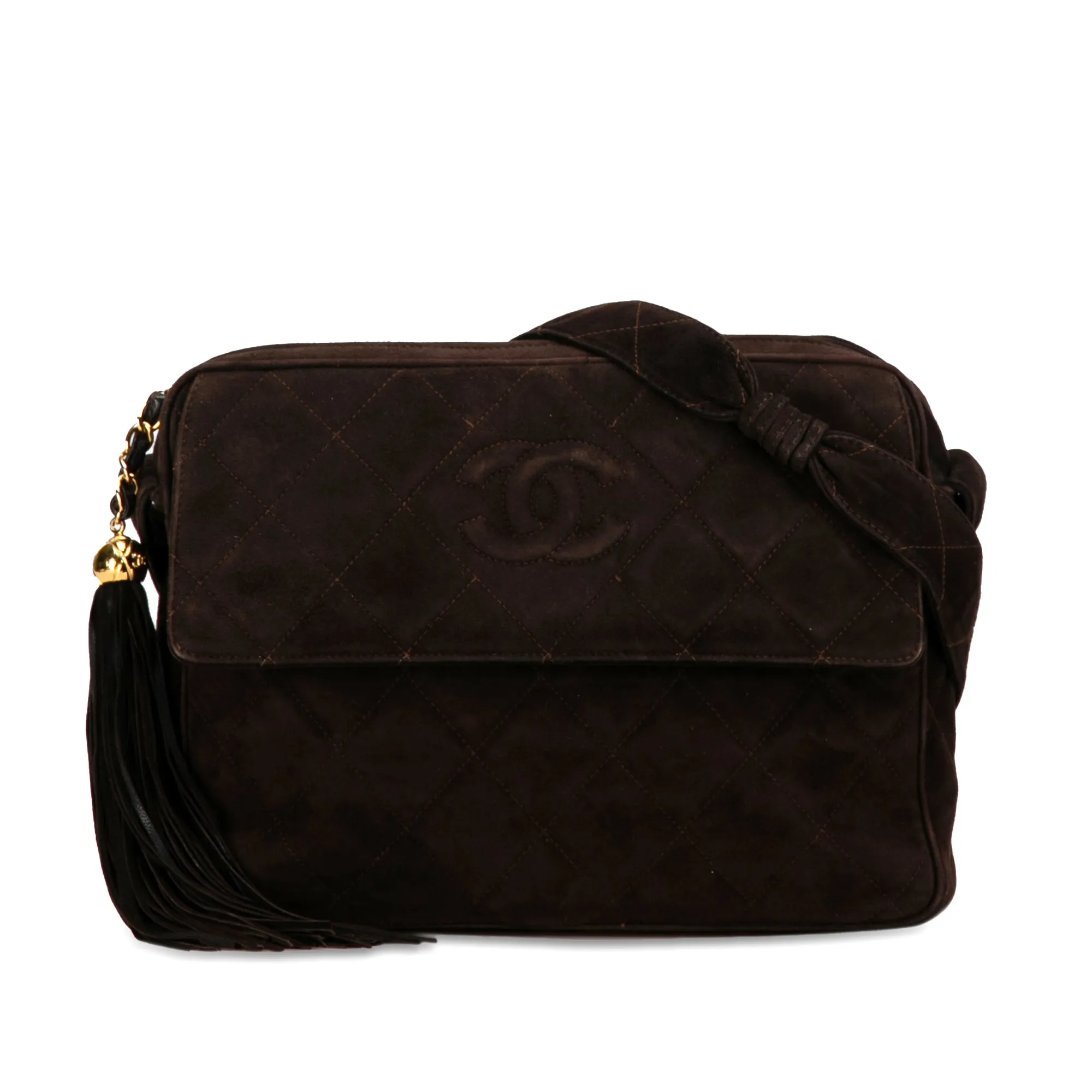 Chanel CC Quilted Suede Tassel Camera Bag