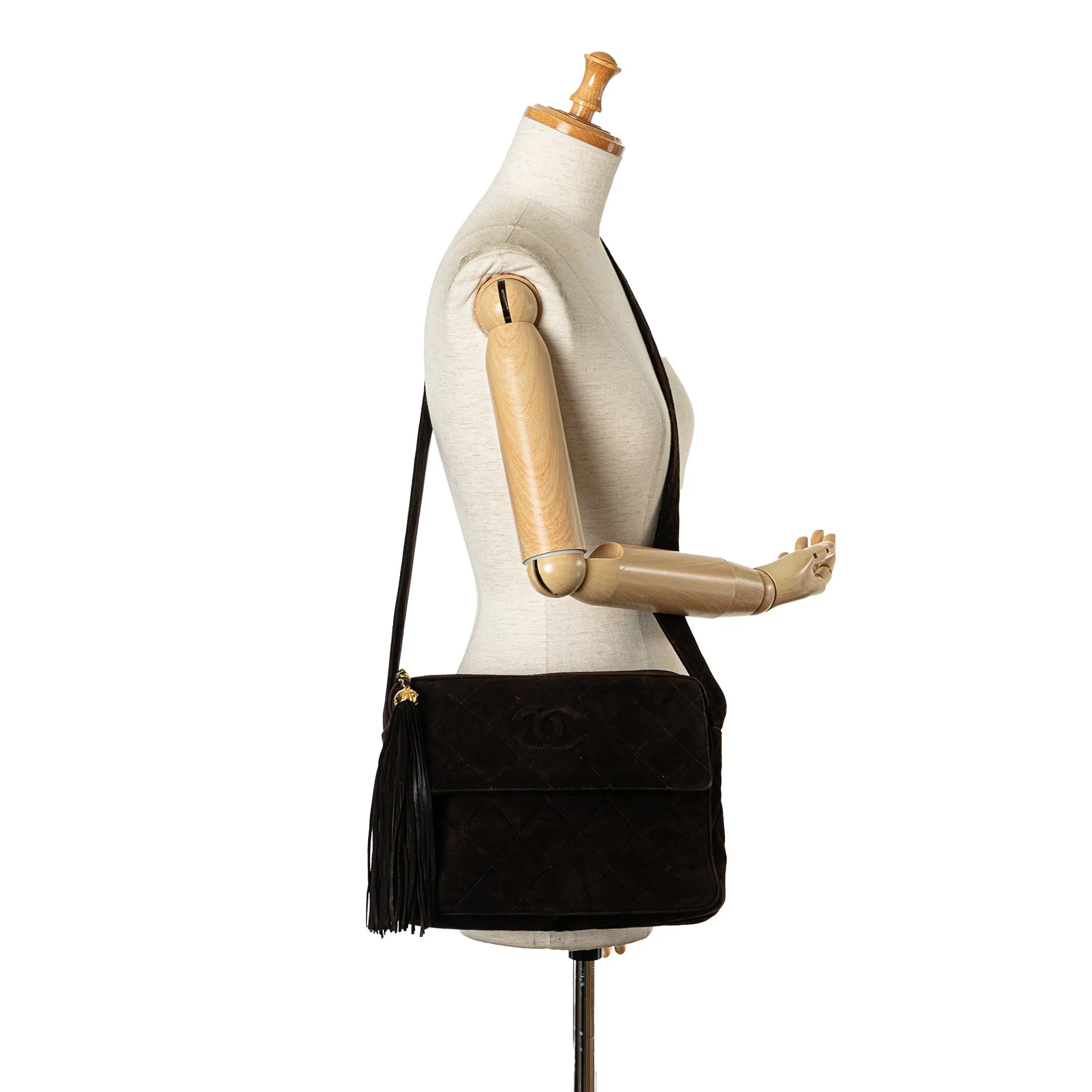 Chanel CC Quilted Suede Tassel Camera Bag