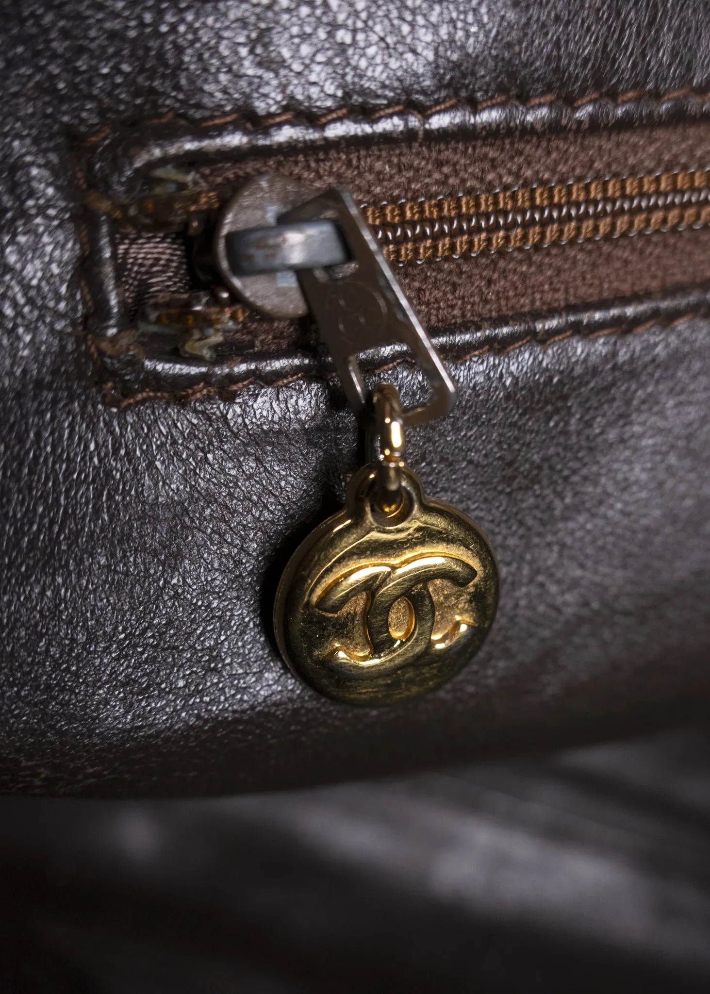 Chanel Suede Quilted Tassel Brown Camera Case