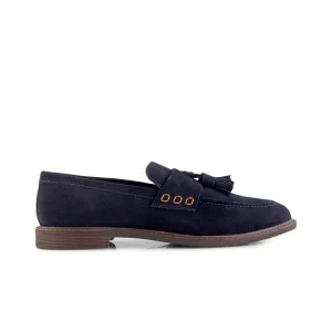 Charleston Suede Leather Tassel Loafer - Navy