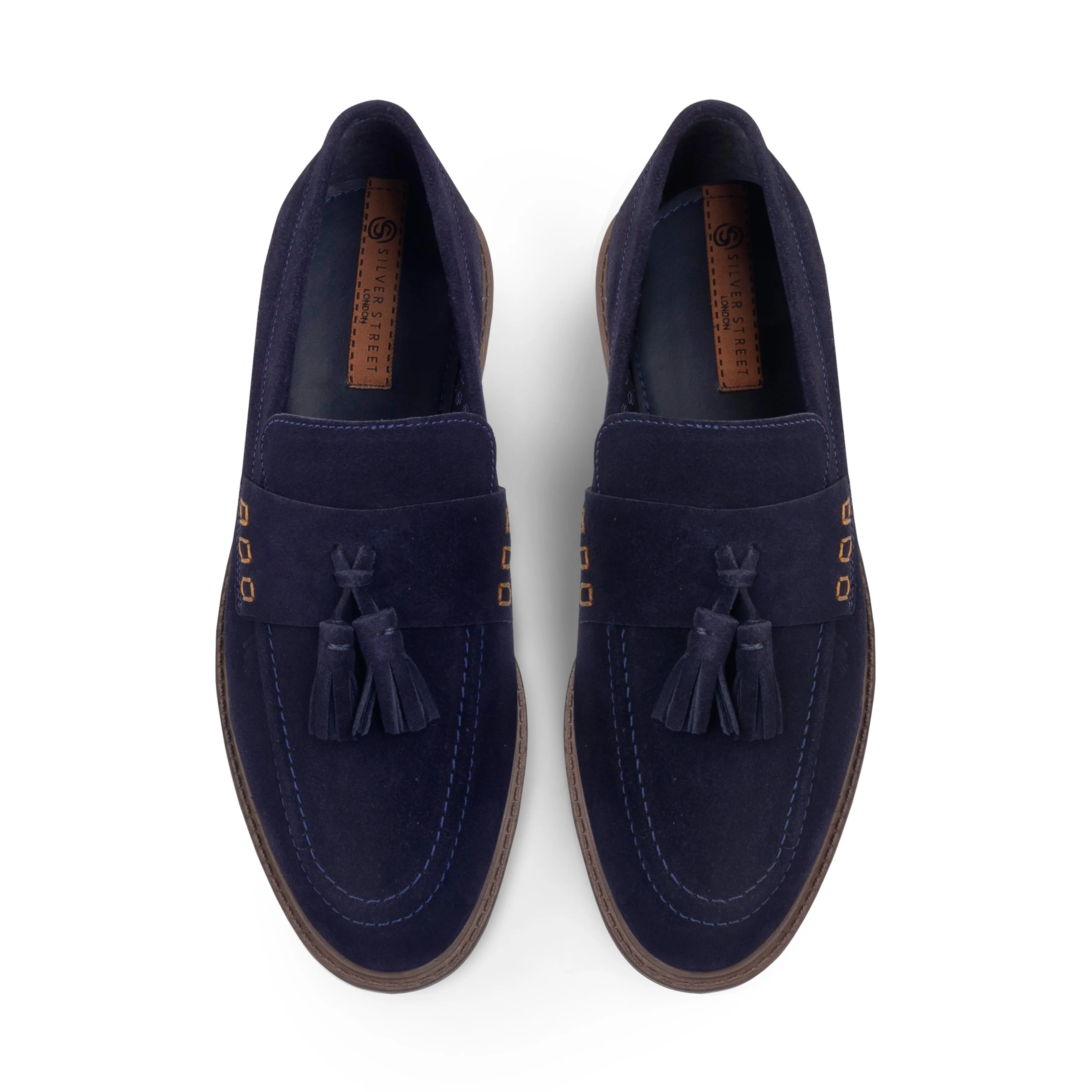 Charleston Suede Leather Tassel Loafer - Navy