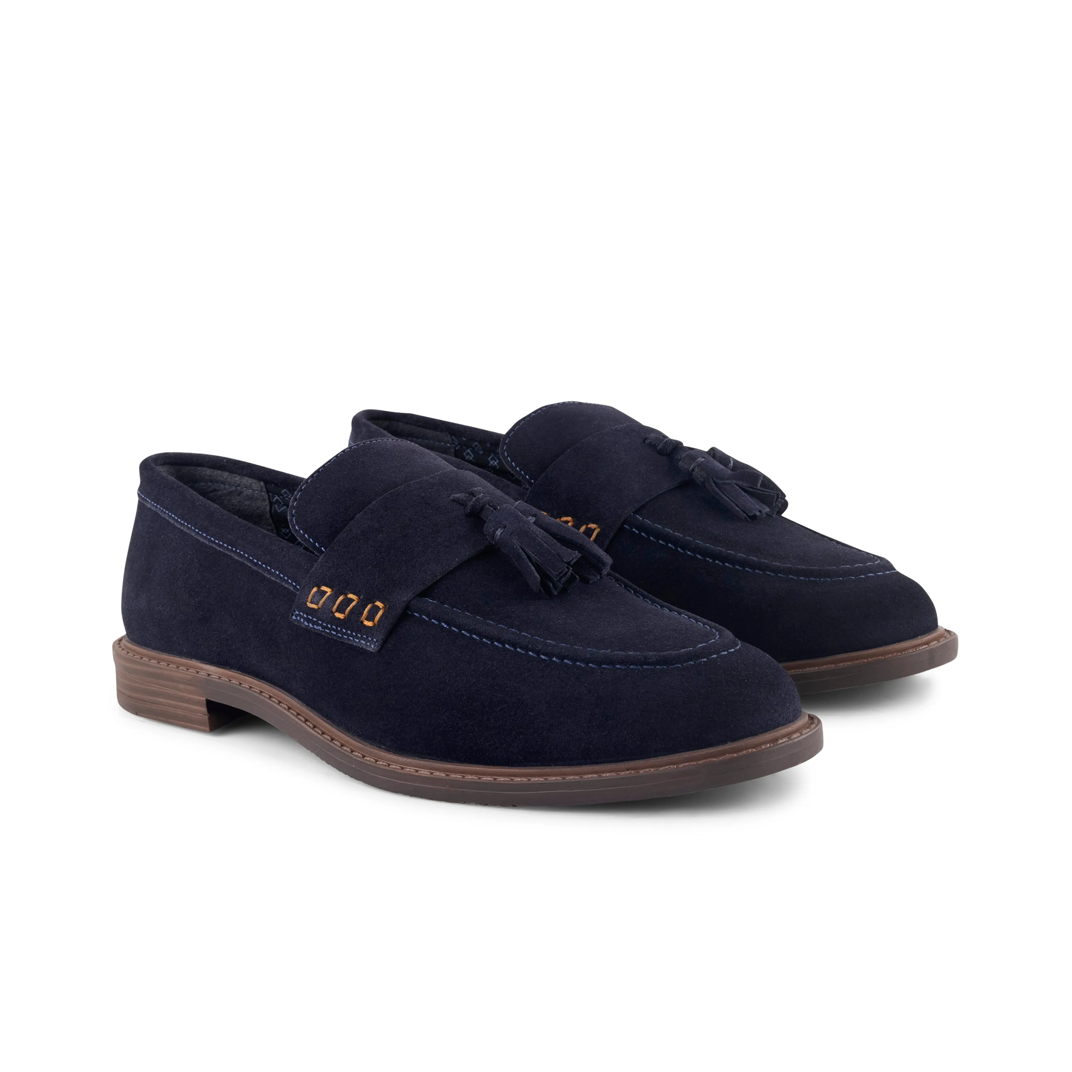Charleston Suede Leather Tassel Loafer - Navy
