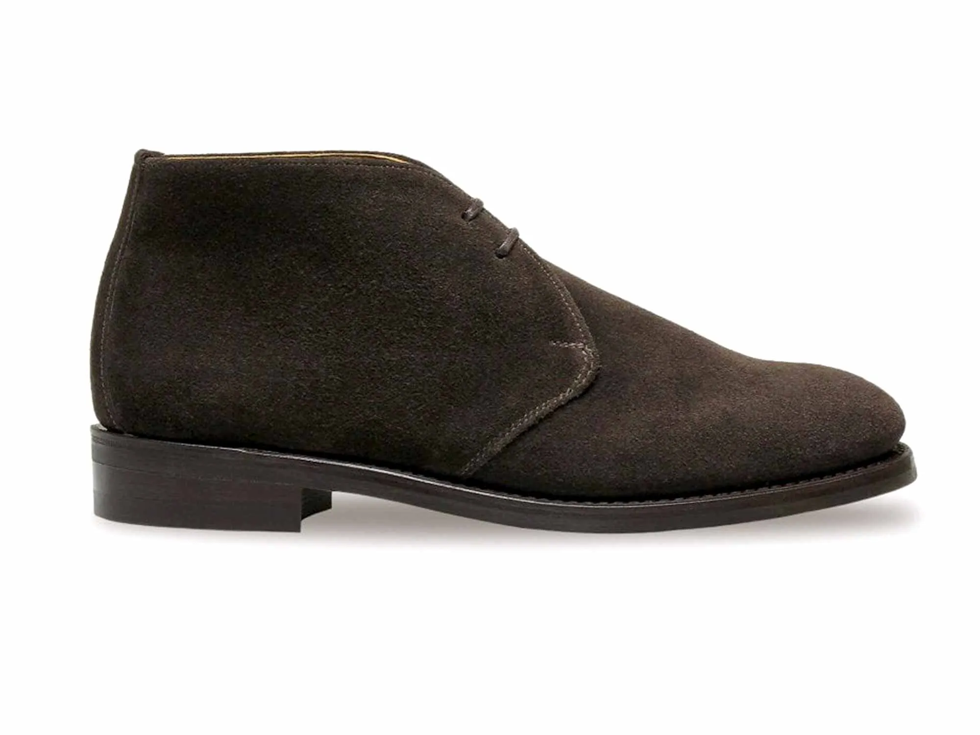 CHESHAM Dark Brown Pinner Suede Chukka Boot with Rubber Sole by Sanders