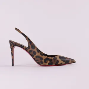CHRISTIAN LOUBOUTIN Kate Sling 85 Leopard-print Leather Slingback Pumps