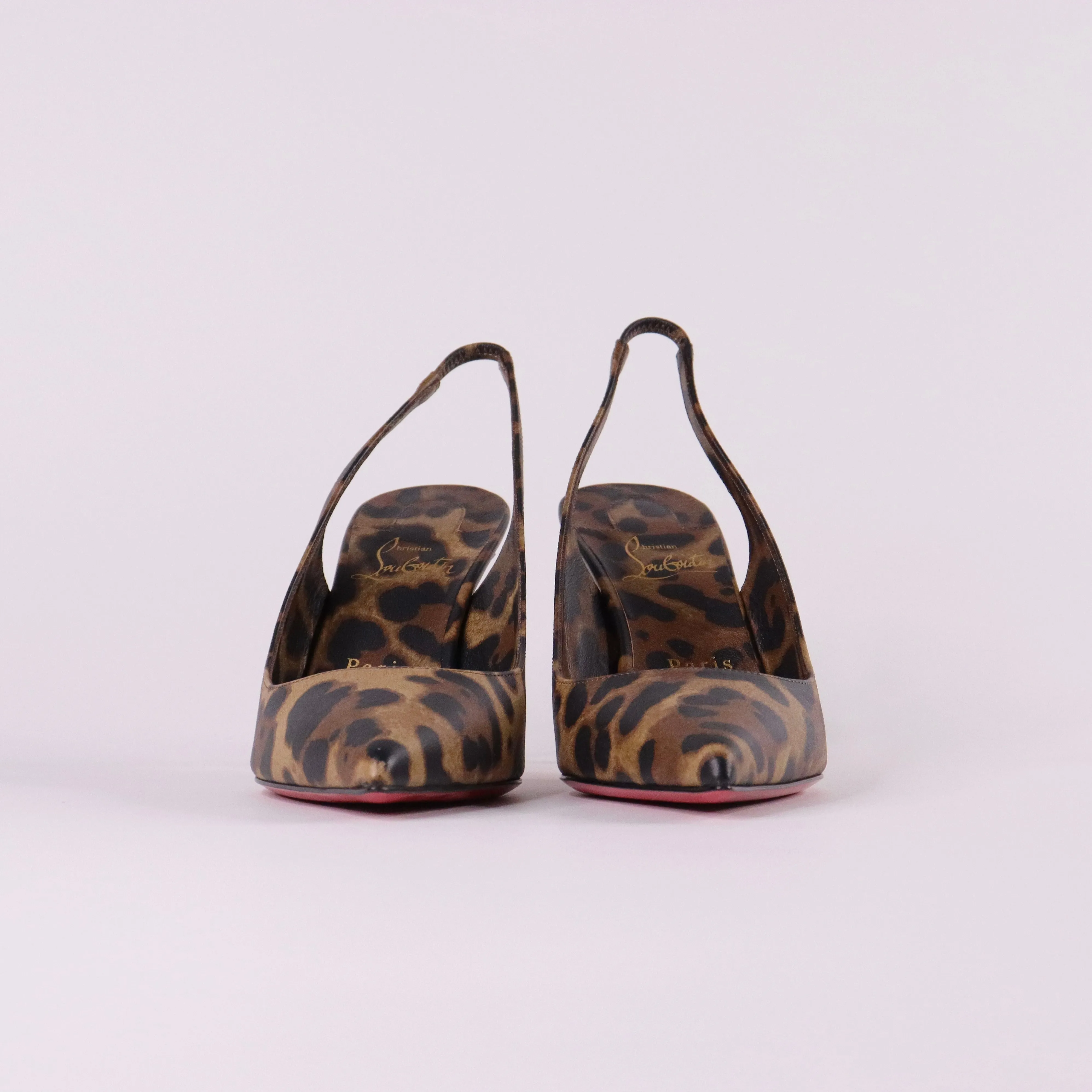 CHRISTIAN LOUBOUTIN Kate Sling 85 Leopard-print Leather Slingback Pumps