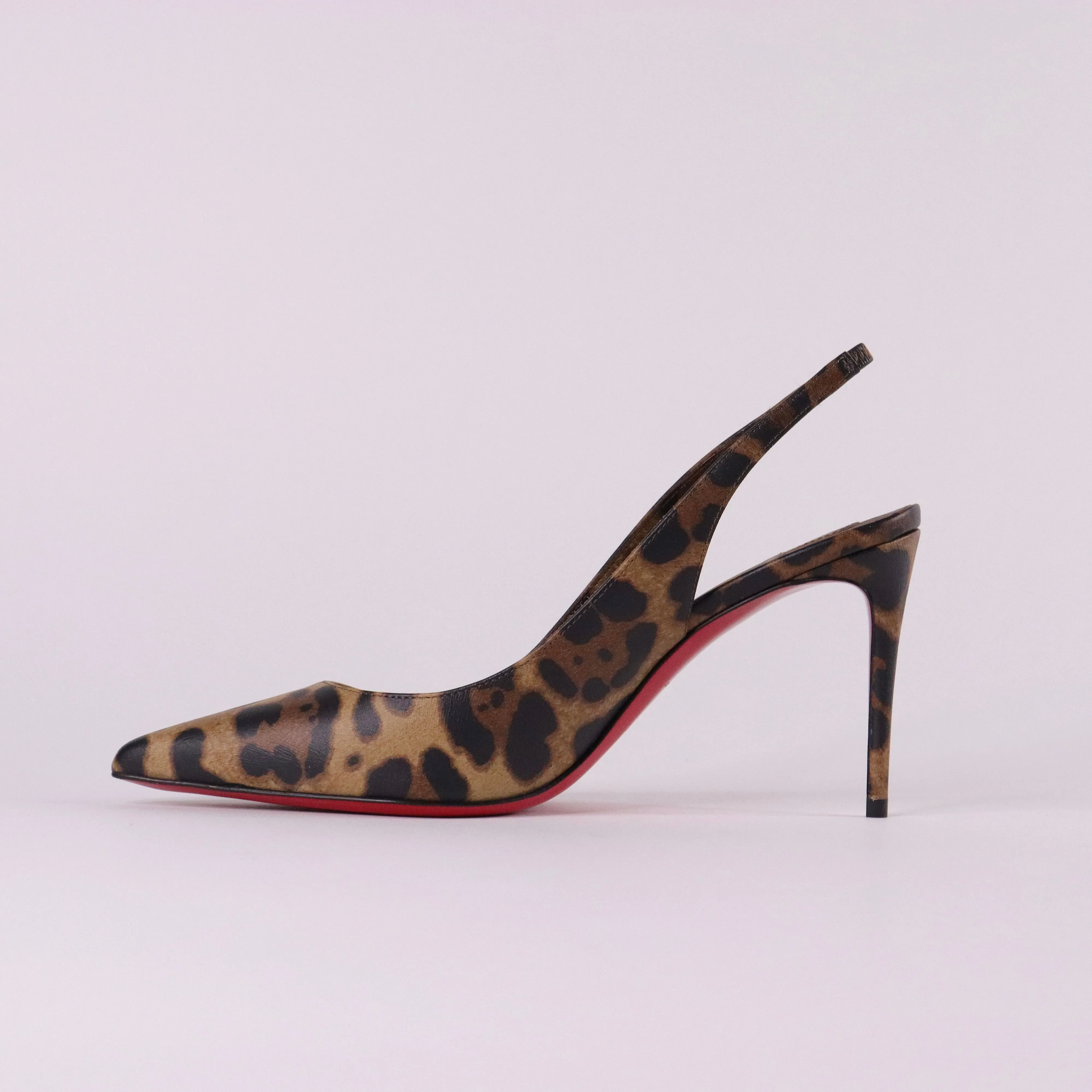 CHRISTIAN LOUBOUTIN Kate Sling 85 Leopard-print Leather Slingback Pumps