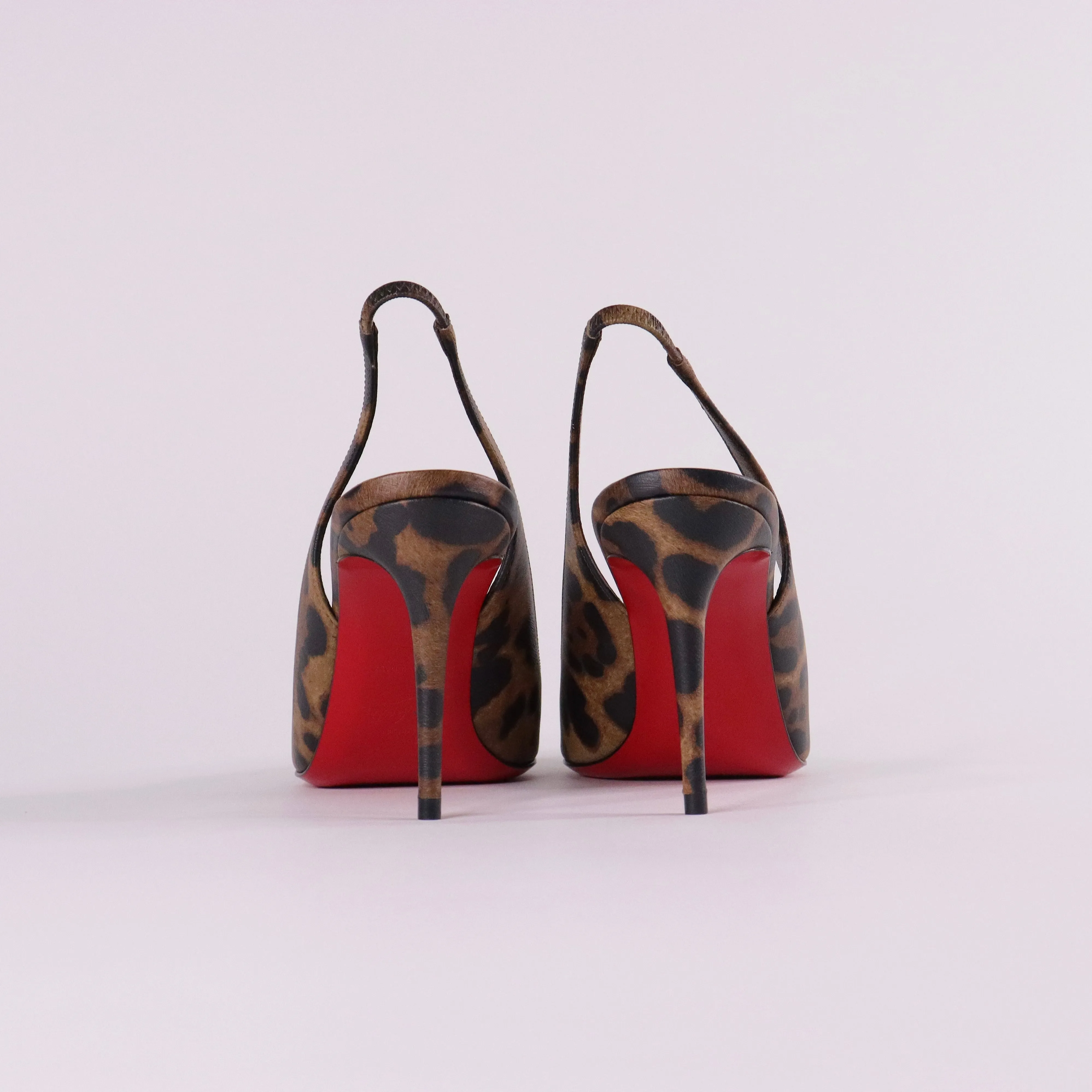 CHRISTIAN LOUBOUTIN Kate Sling 85 Leopard-print Leather Slingback Pumps