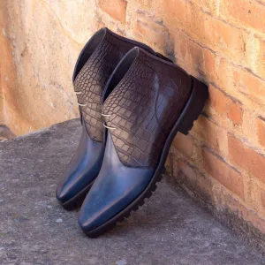 Chukka-Painted Calf, Painted Croco, Blue, Black-Wholesale