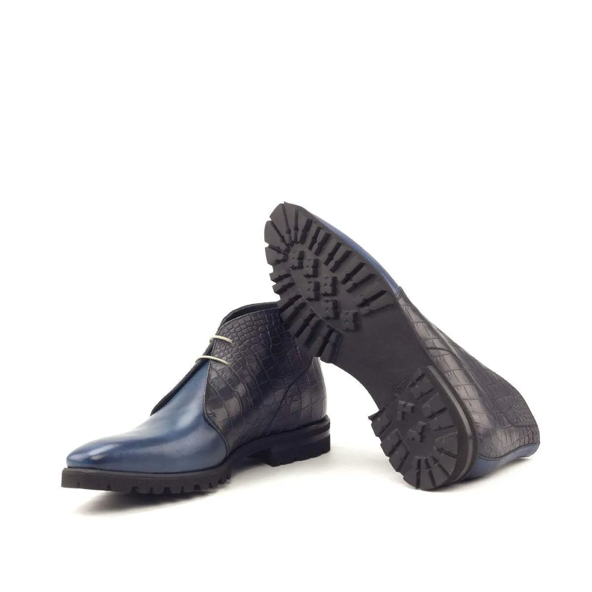 Chukka-Painted Calf, Painted Croco, Blue, Black-Wholesale