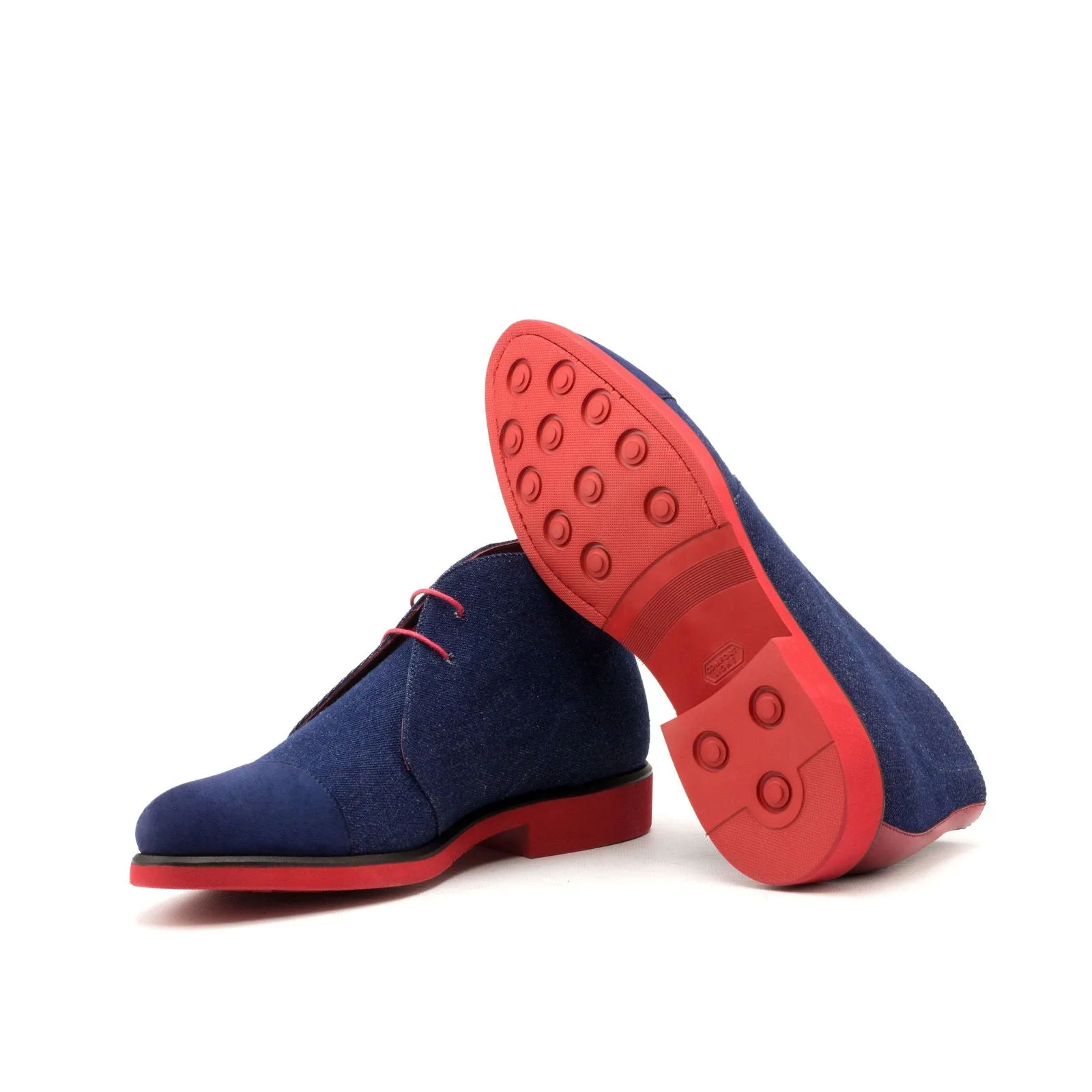 Chukka-Painted Full Grain, Kid Suede, Sartorial, Red, Blue-Wholesale