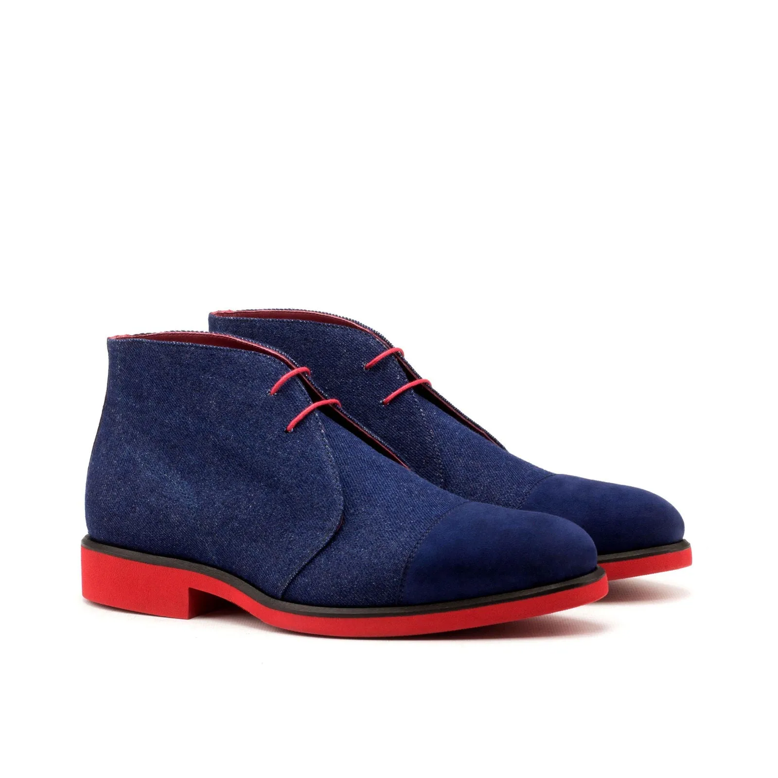 Chukka-Painted Full Grain, Kid Suede, Sartorial, Red, Blue-Wholesale