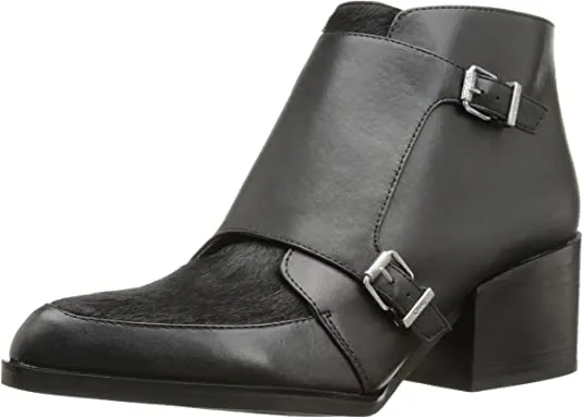 Circus by Sam Edelman Reese Black Pieced Dyed Calf Stacked Block Heel Boots