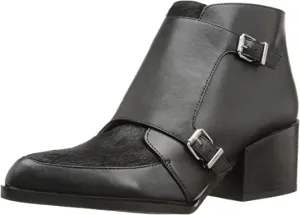 Circus by Sam Edelman Reese Black Pieced Dyed Calf Stacked Block Heel Boots