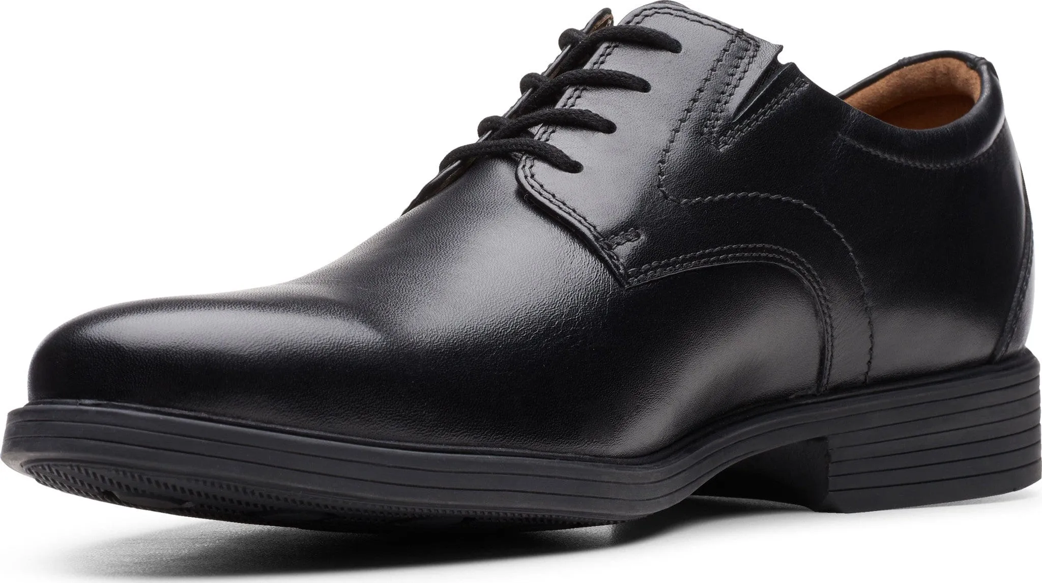 Clarks Men's Whiddon Plain Dress Shoes- Black Leather