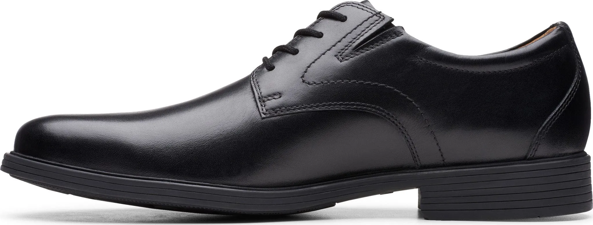 Clarks Men's Whiddon Plain Dress Shoes- Black Leather