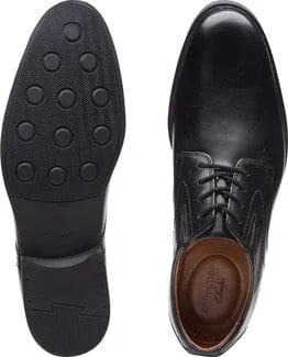 Clarks Men's Whiddon Plain Dress Shoes- Black Leather