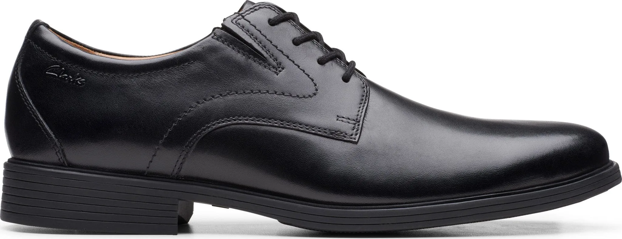 Clarks Men's Whiddon Plain Dress Shoes- Black Leather