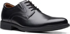 Clarks Men's Whiddon Plain Dress Shoes- Black Leather
