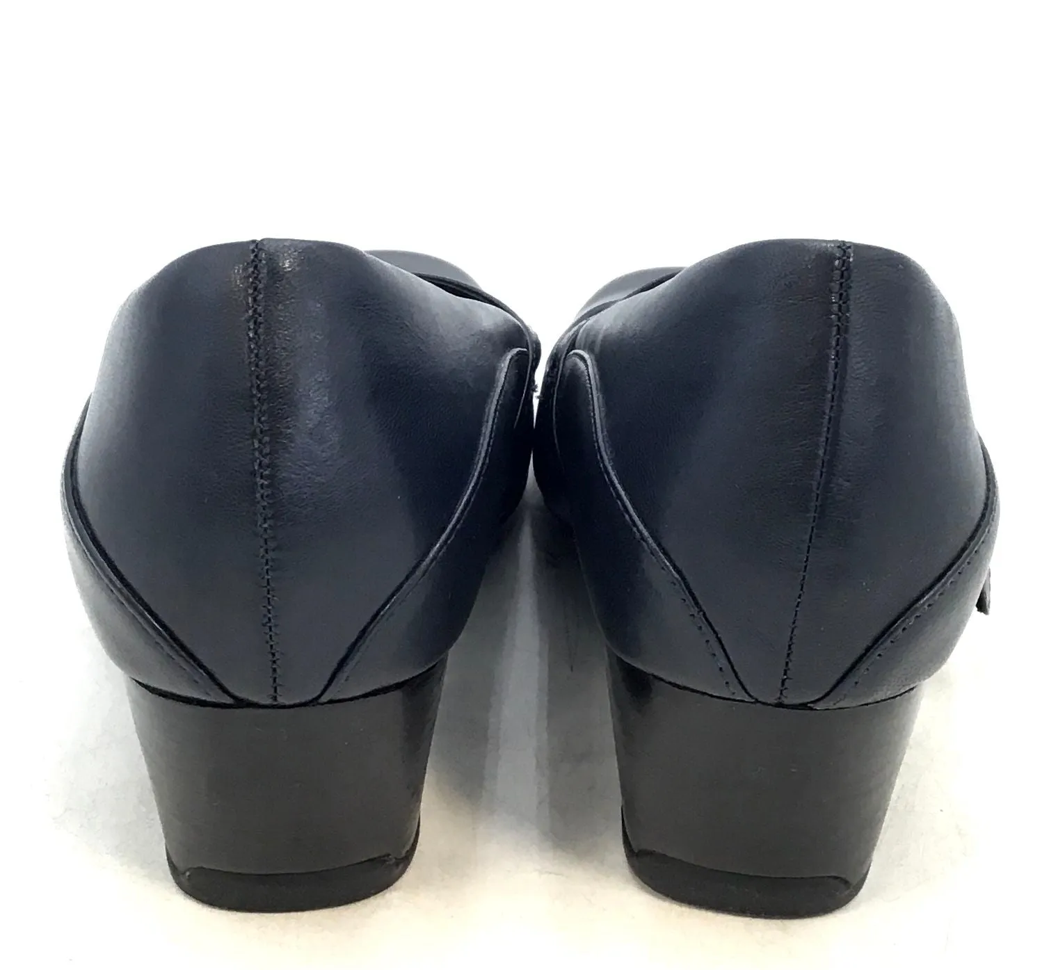 Clarks Women's Black Leather Square Toe Block Mary Jane Heels - Size 9.5 M