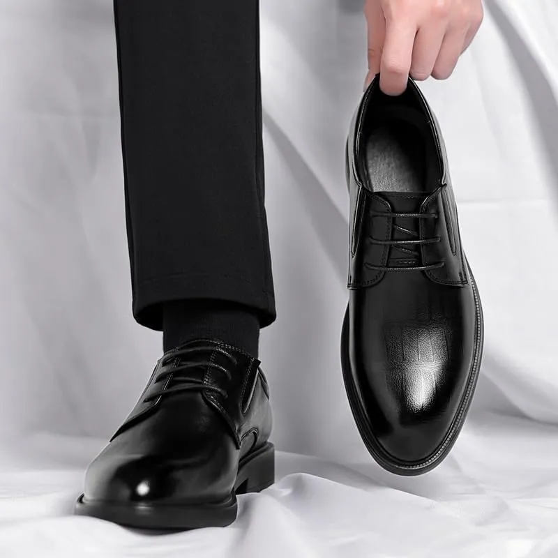 Classic Men's Leather Dress Shoes Men Formal Business Oxford Shoes Wingtip Retro Derby Shoes for Men