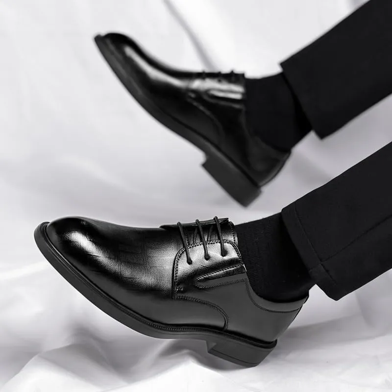 Classic Men's Leather Dress Shoes Men Formal Business Oxford Shoes Wingtip Retro Derby Shoes for Men