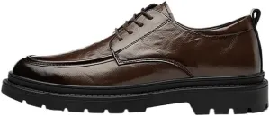 Classic Men's Oxford Dress Shoes for Business Formal Occasions, Comfortable Lace-Up Leather Office Shoes with Cushioned Insole