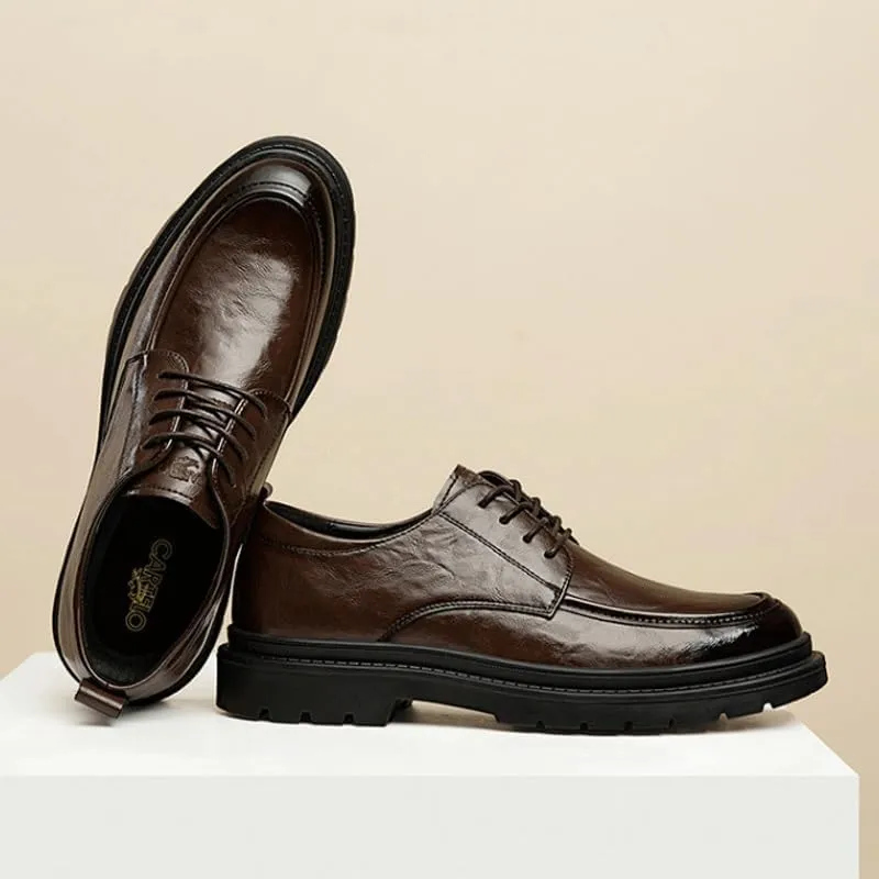 Classic Men's Oxford Dress Shoes for Business Formal Occasions, Comfortable Lace-Up Leather Office Shoes with Cushioned Insole