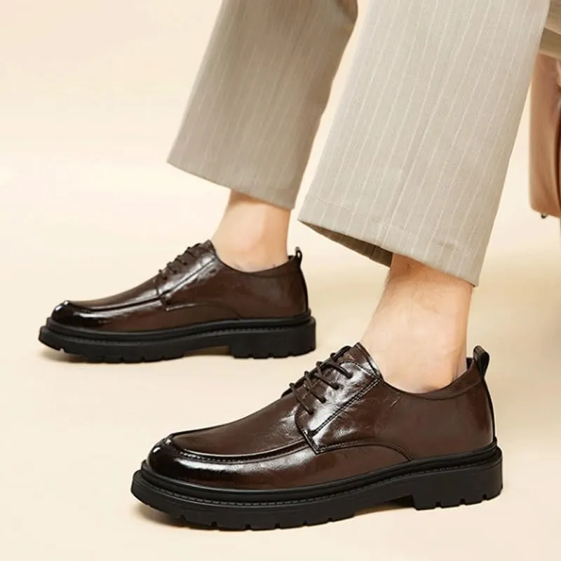 Classic Men's Oxford Dress Shoes for Business Formal Occasions, Comfortable Lace-Up Leather Office Shoes with Cushioned Insole