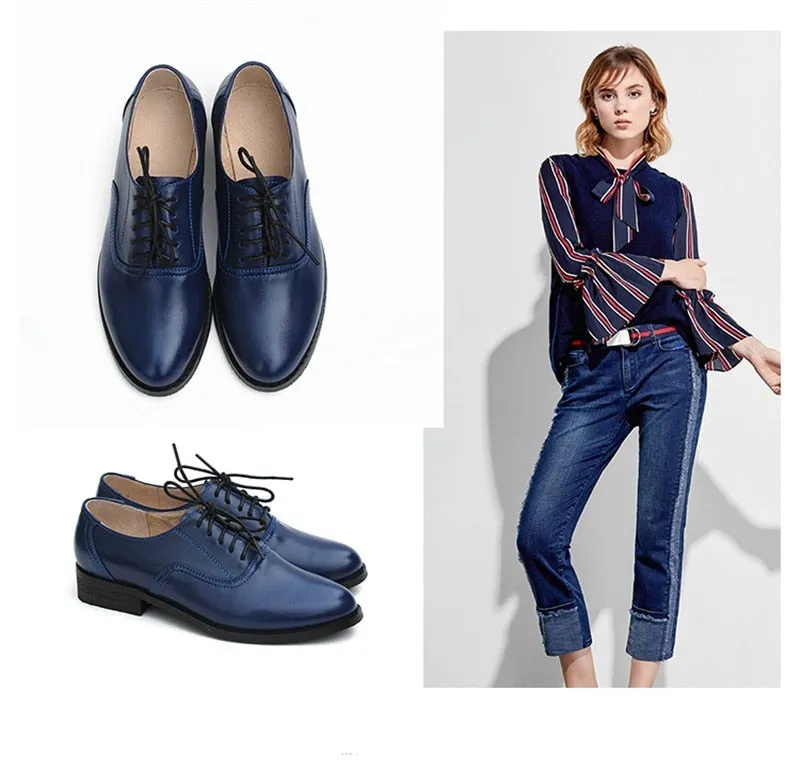 Classic Solid Color Genuine Leather Oxford Brogues - 5 Colors