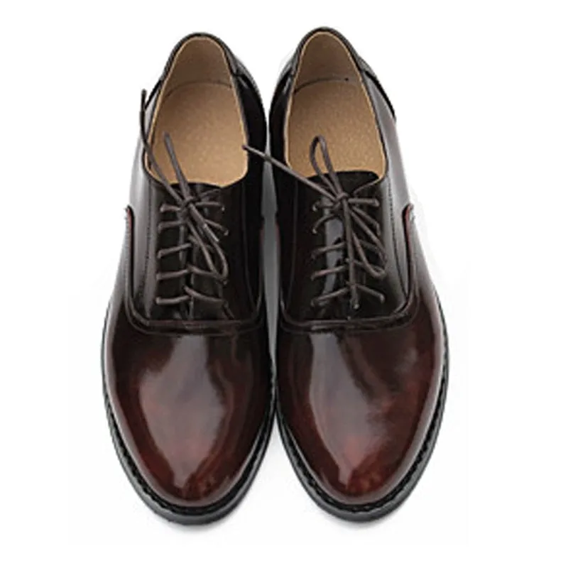 Classic Solid Color Genuine Leather Oxford Brogues - 5 Colors