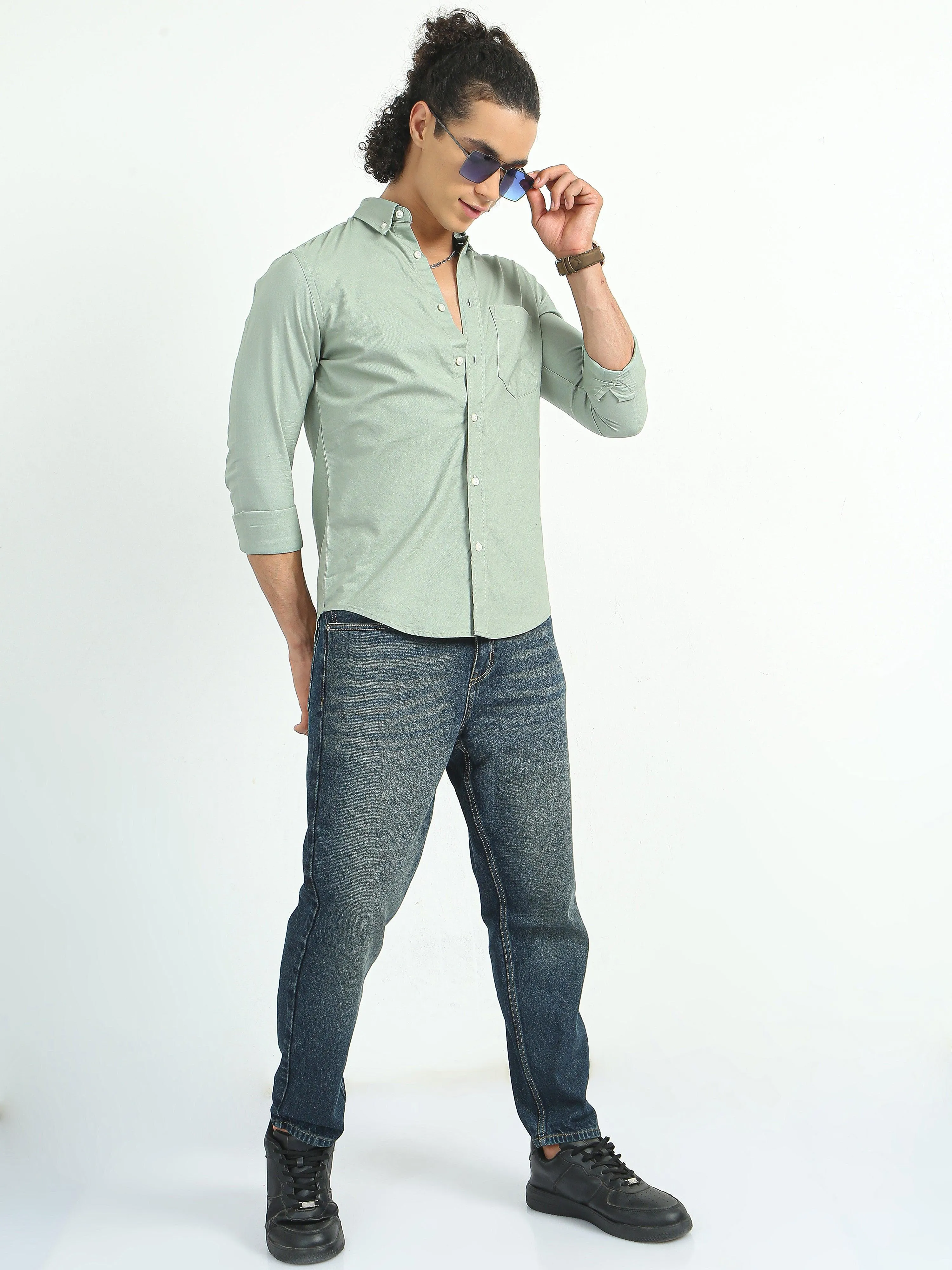 Classy Oxford Full Sleeve Shirt - Light Green