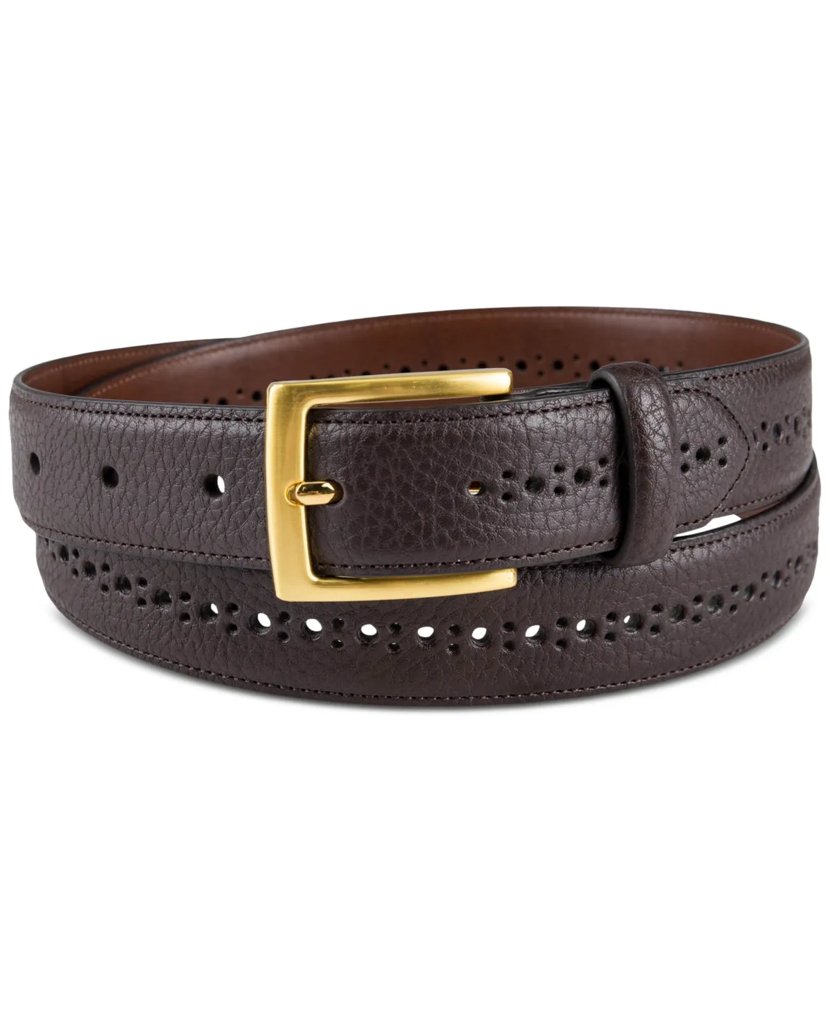 Club Room Men's Casual Brogue Belt Dark Brown XL 42 44