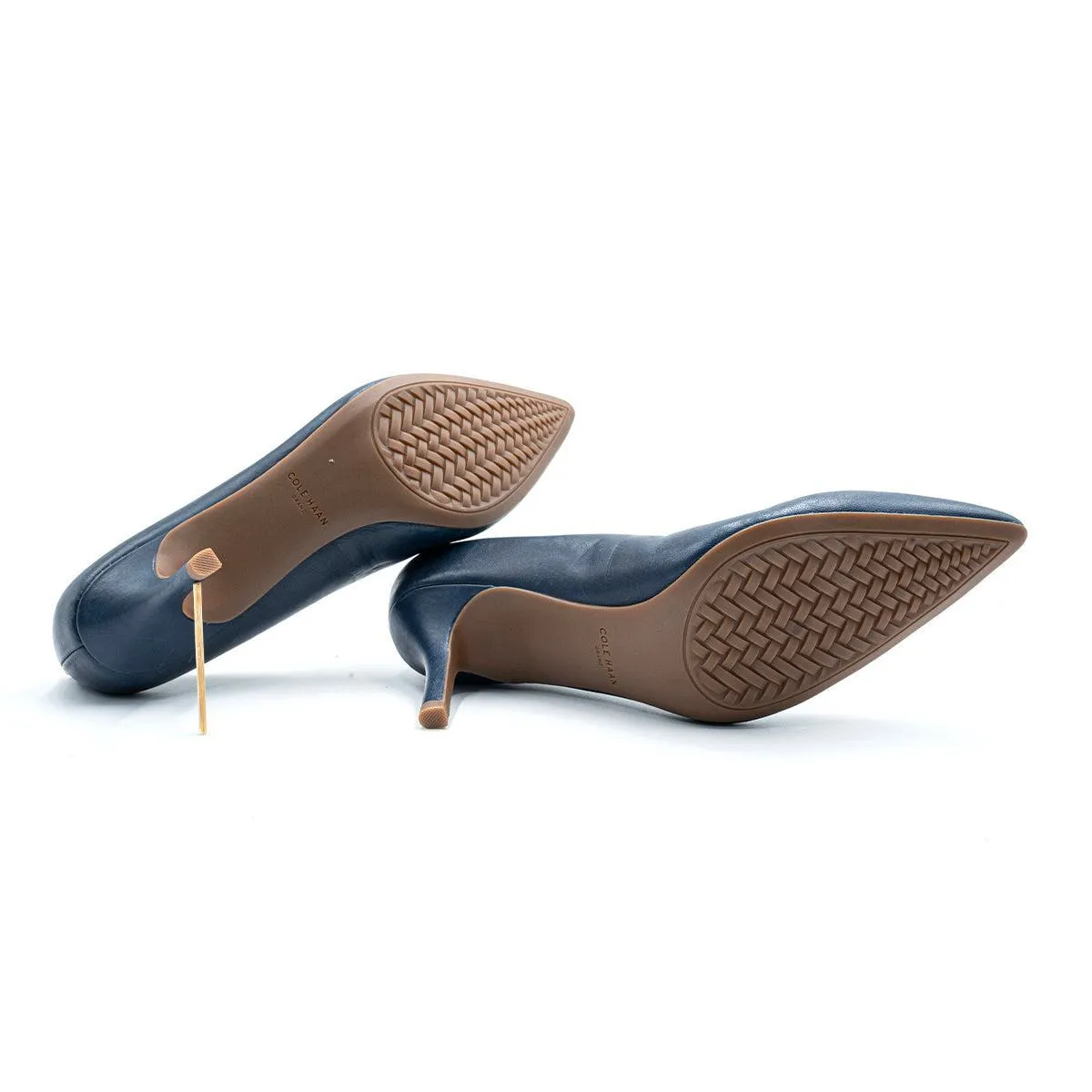 Cole Haan Quincy Pump Kitten Heels Leather Blue Colour For Women