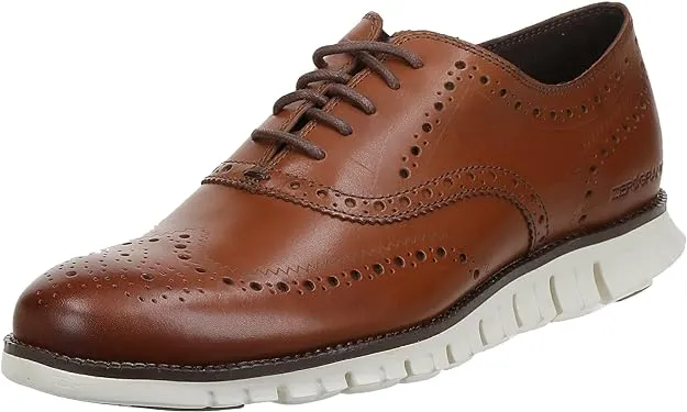 Cole Haan Zerogrand Wing Oxfords British Tan Perforated Leather Lace-Up Sneakers