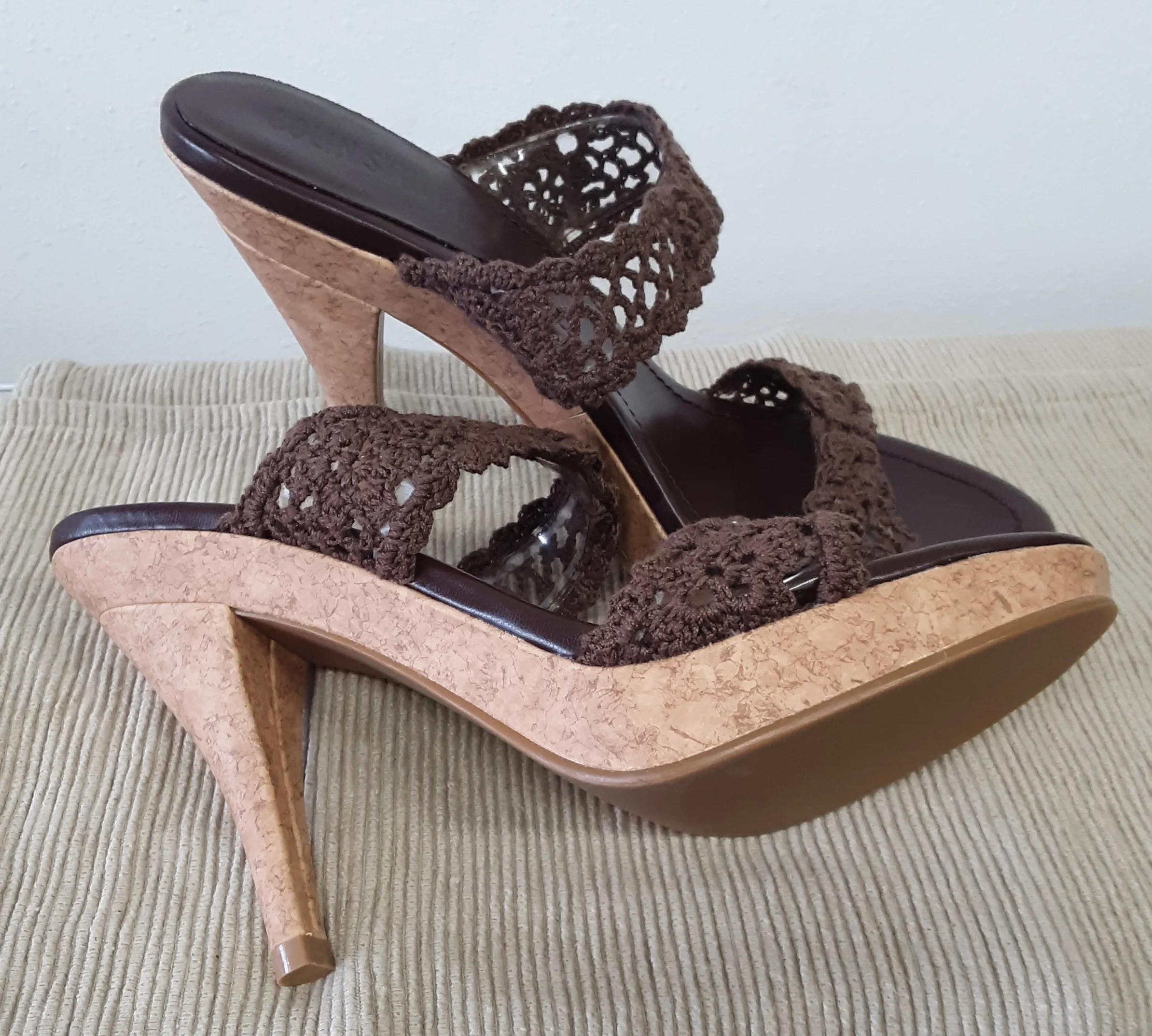 Colin Stuart Brown Crochet Platform Heels