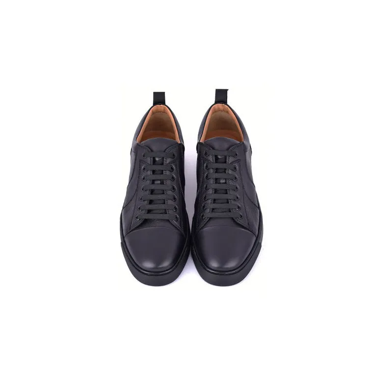 Corrente C0013017-7233 Men's Shoes Black Calf-Skin Leather Casual Sneakers (CRT1503)