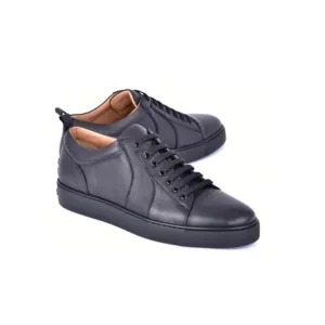 Corrente C0013017-7233 Men's Shoes Black Calf-Skin Leather Casual Sneakers (CRT1503)