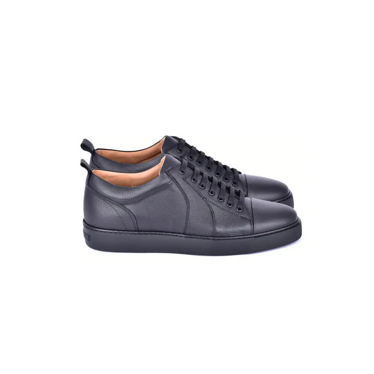 Corrente C0013017-7233 Men's Shoes Black Calf-Skin Leather Casual Sneakers (CRT1503)