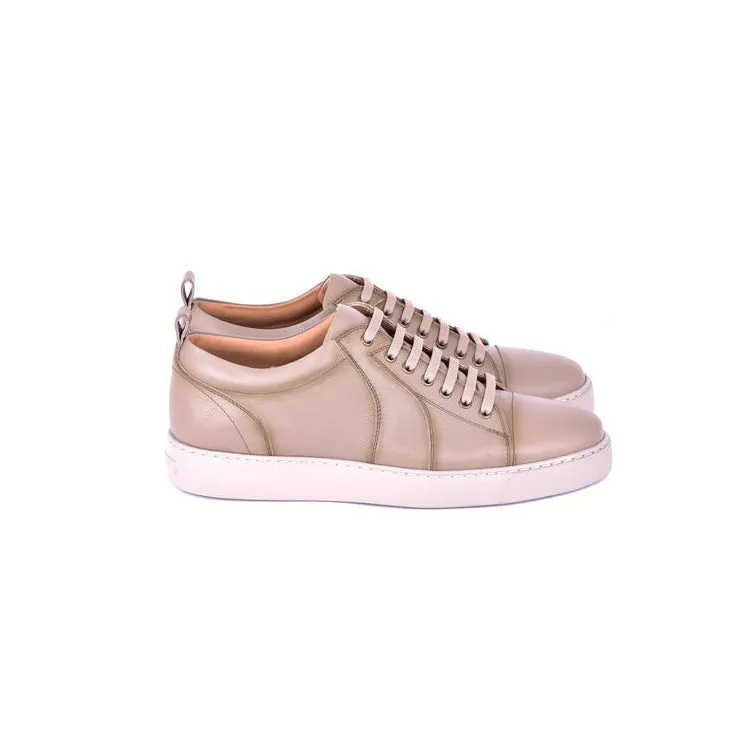Corrente C0013019-7233 Men's Shoes Taupe Calf-Skin Leather Casual Sneakers (CRT1505)